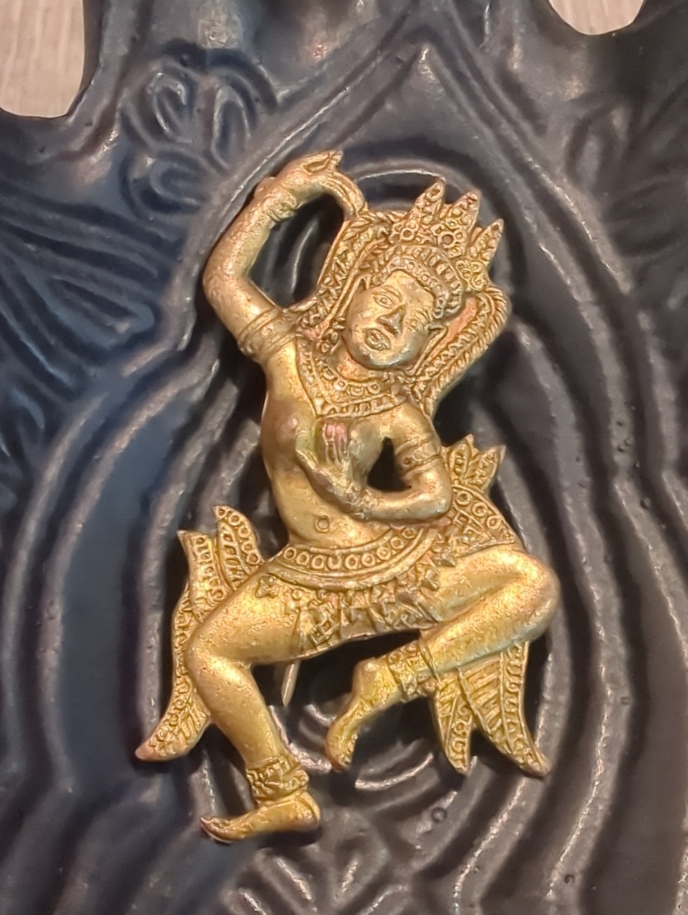 Vintage Brass Celestial Apsara Dancer Brooch